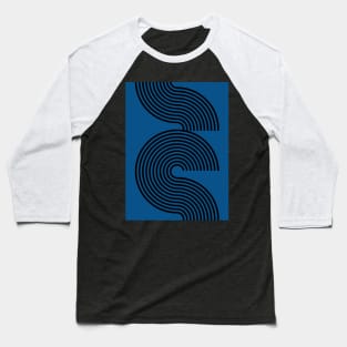 Cobalt Royal Blue Line Pattern Mid Century Modern Baseball T-Shirt